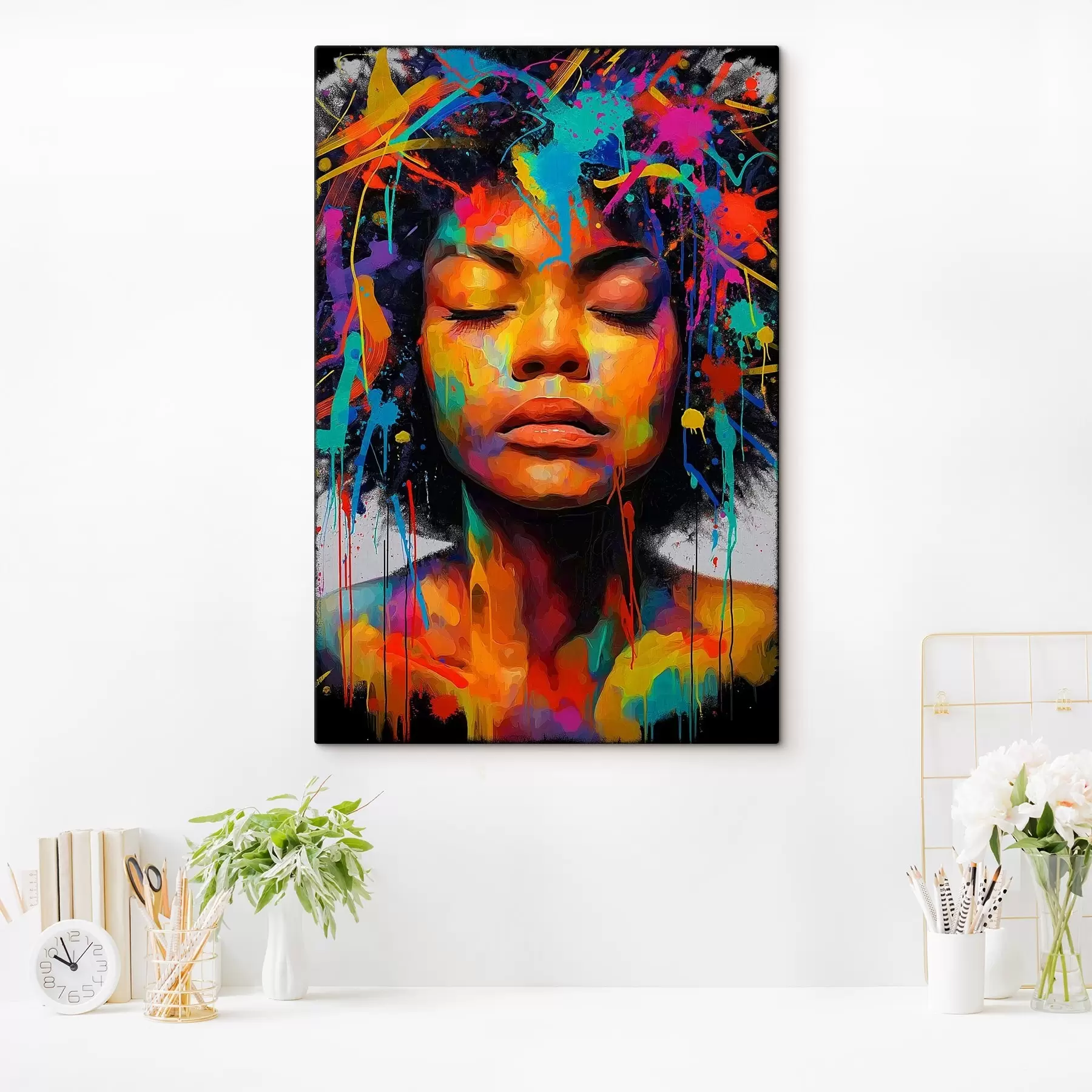 Fototapet Dívka v jasných barvách, abstraktní styl s44618