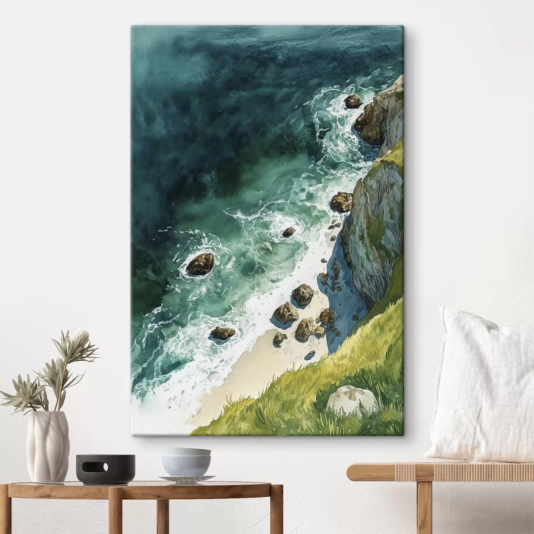 Obraz Akvamarínová voda, oceán, skalní útesy, Portugalsko Č. s44617