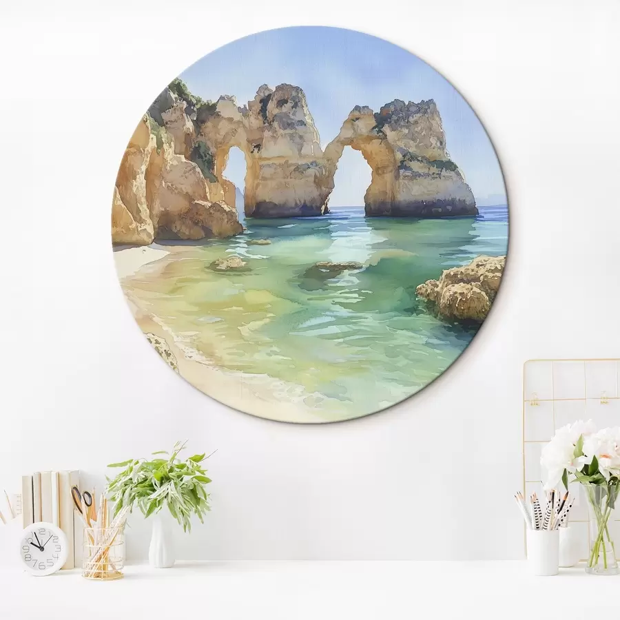 Obraz Pláž u oceánu se skalnatými útesy, Portugalsko, léto, akvamarínová barva Č. r44608