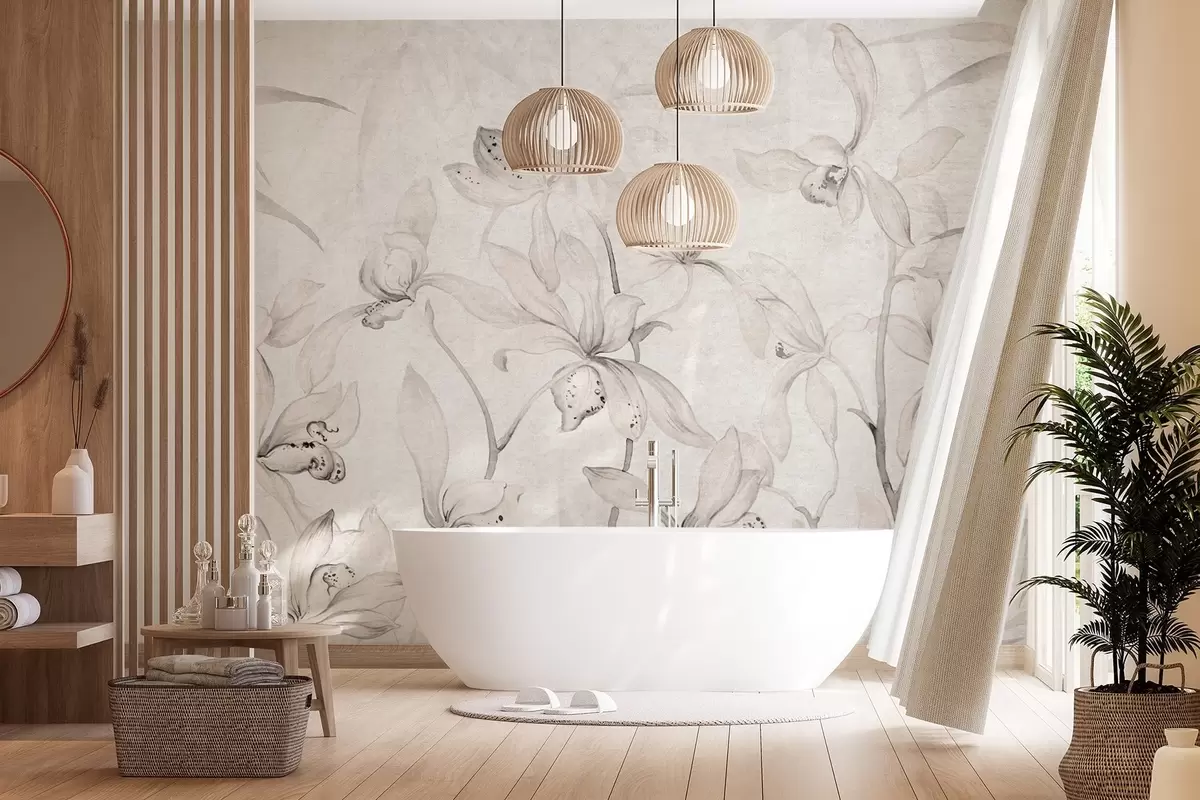 Fototapet Divoké orchideje, béžové odstíny w03933v1