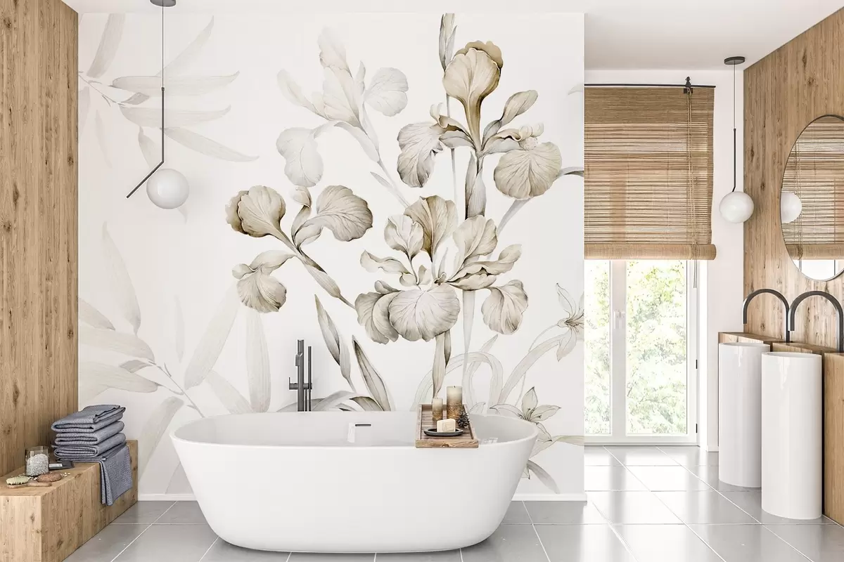 Fototapet Kosatce, béžové odstíny w03955v2