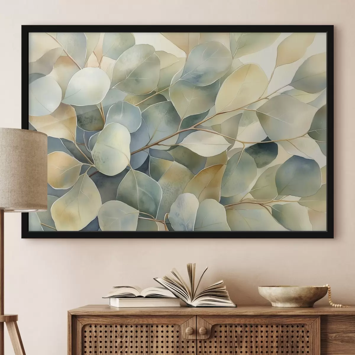 Poster Eukalyptové listy, akvarel, příroda f44502