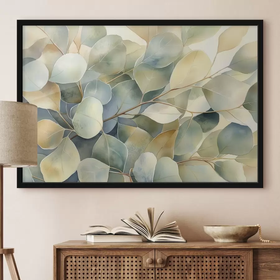 Fototapet Eukalyptové listy, akvarel, příroda f44502