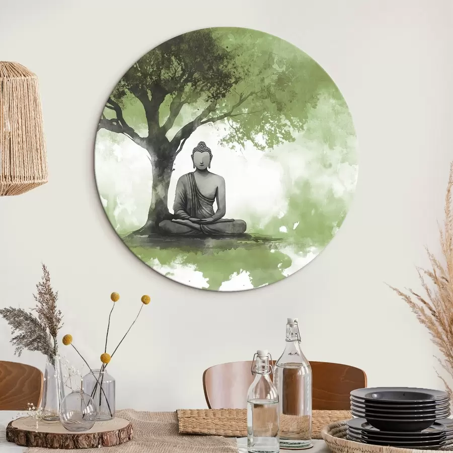 Obraz Buddha sedící pod stromem, meditace, duchovní, zelené barvy Č. r44512v1