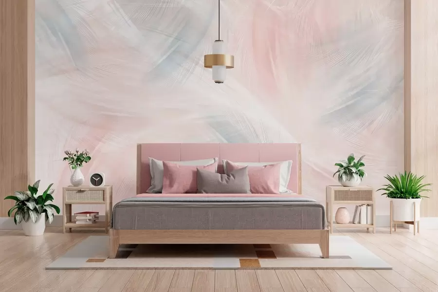 Fototapet vzdušné peří v odstínech růžové a modré w04071