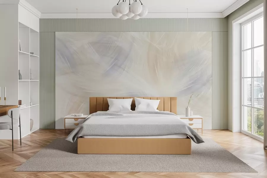 Fototapet vzdušná peříčka v odstínech modré a béžové w04071v2