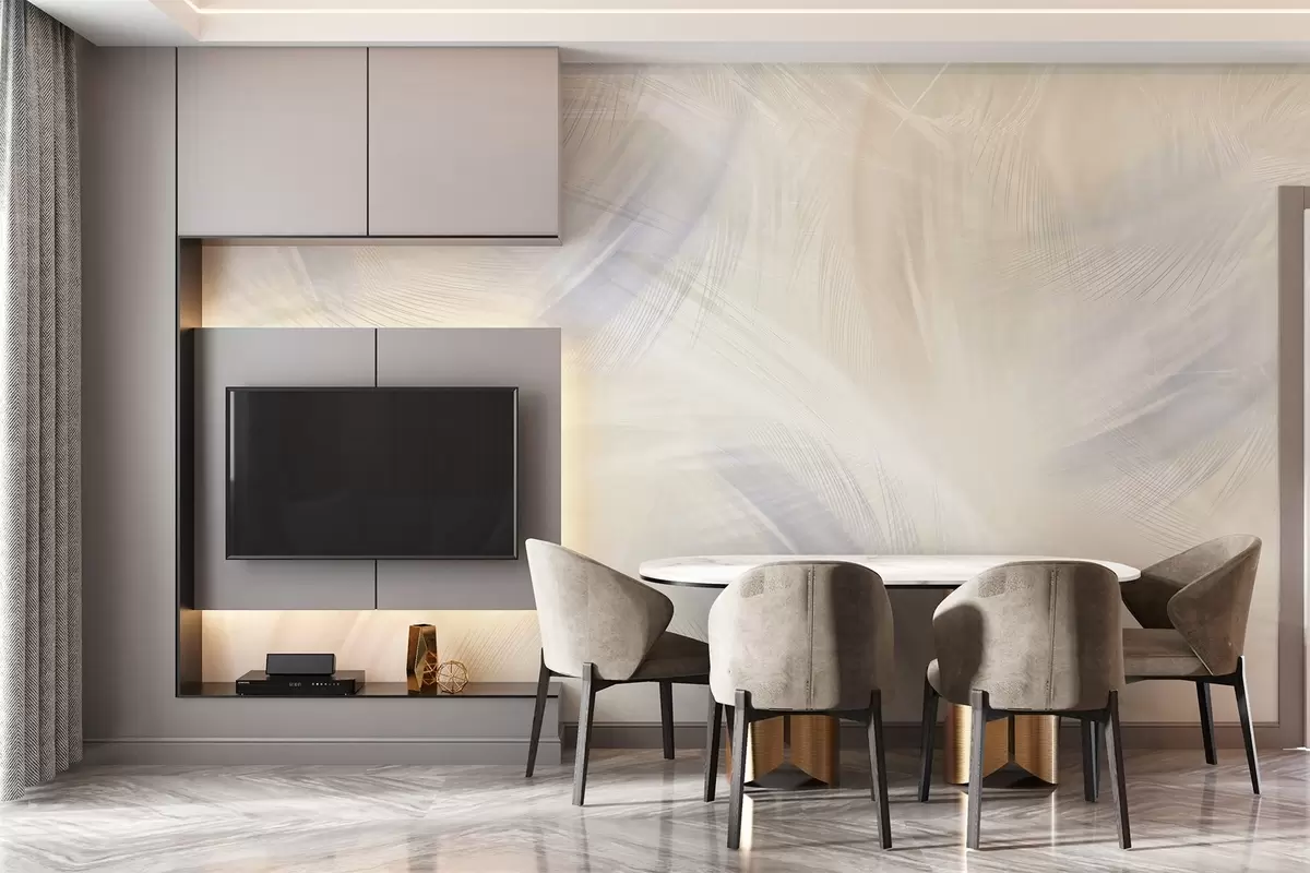 Fototapet vzdušná peříčka v odstínech modré a béžové w04071v2