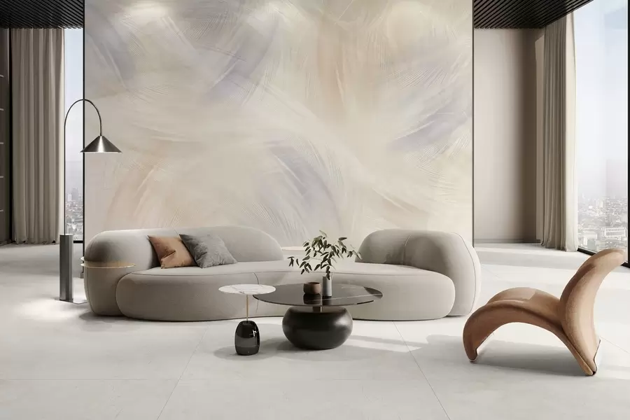 Fototapet vzdušná peříčka v odstínech modré a béžové w04071v2