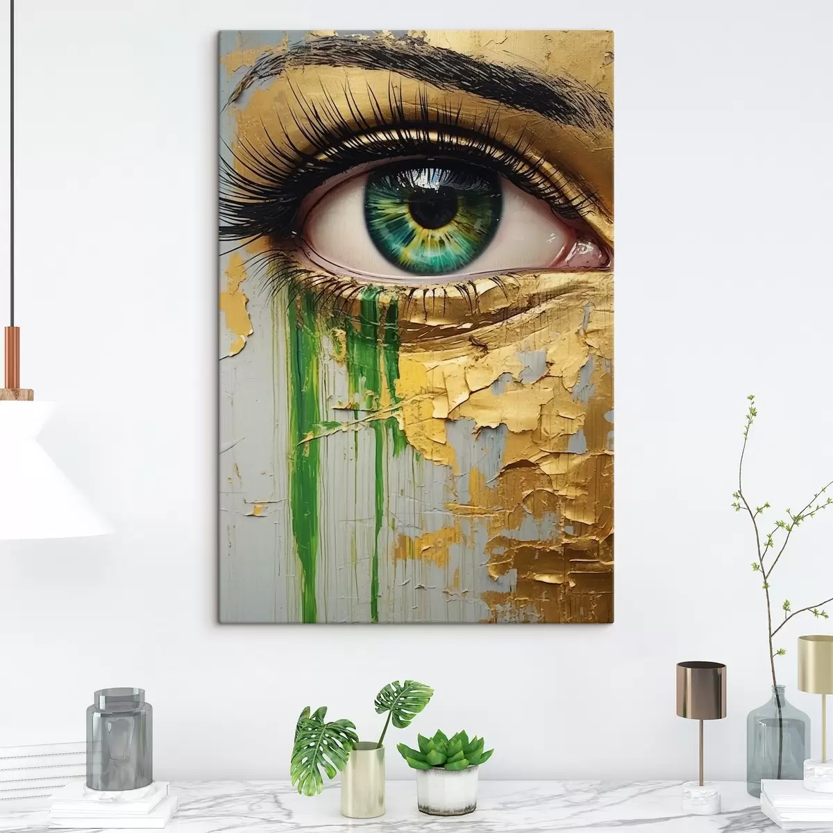 Obraz Zelené oko na pozadí popraskané barvy Č. s44690