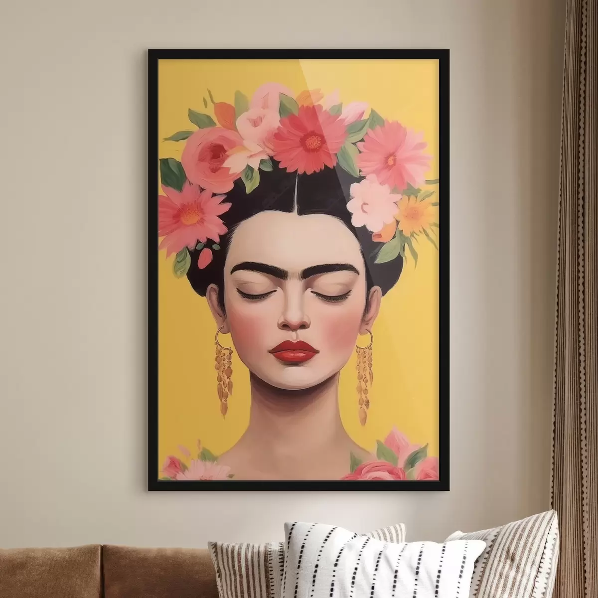 Poster Portrét ženy s květinami ve vlasech f44680