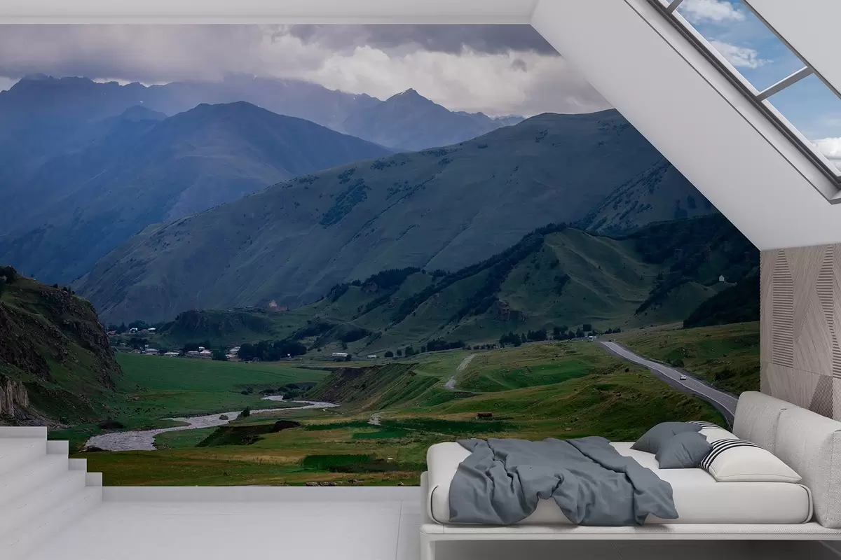 Fototapet Gruzie krajina, hory, road trip, realismus w04097