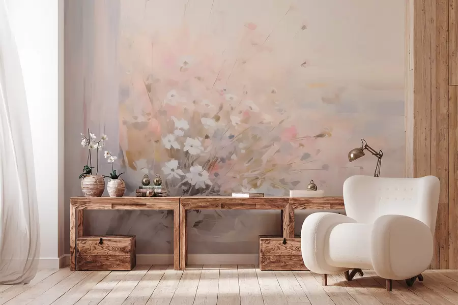 Fototapet Kytice květin u okna imitace malby w04101