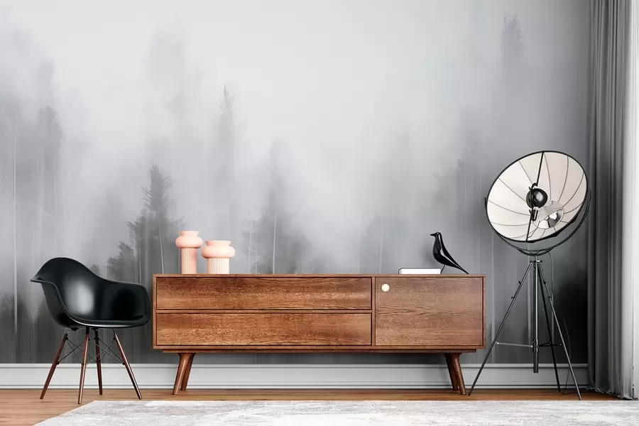 Fototapet Malba imitující jehličnatý les w04104