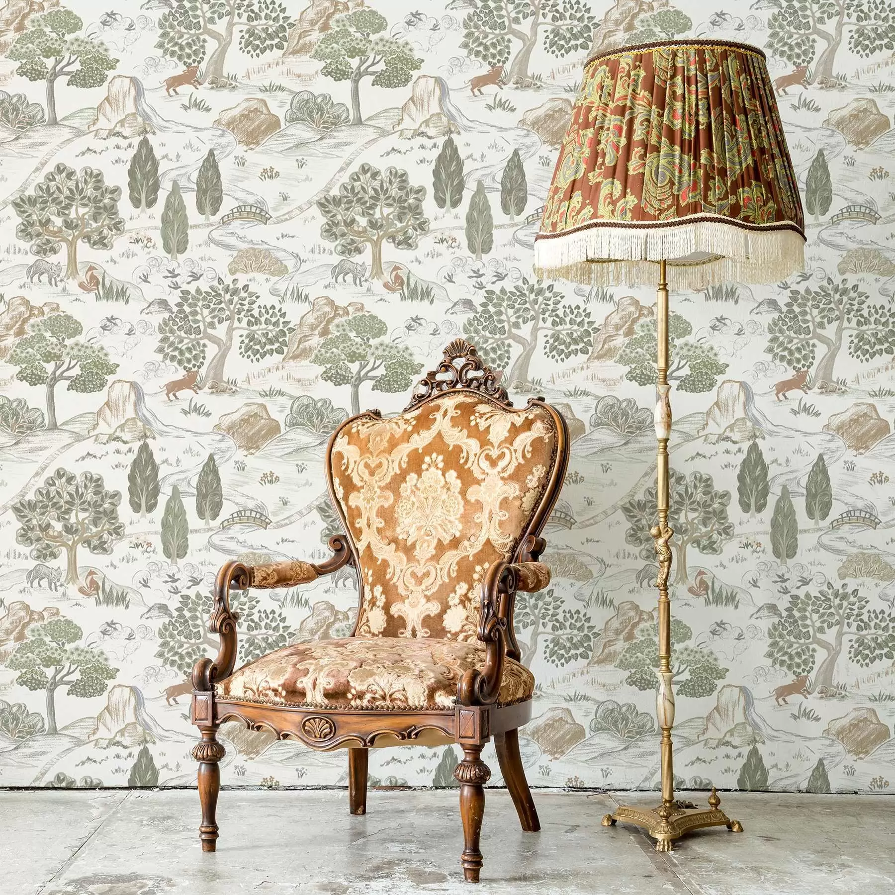 Fototapet Pohádková mapa přírody se zvířaty a stromy a00177