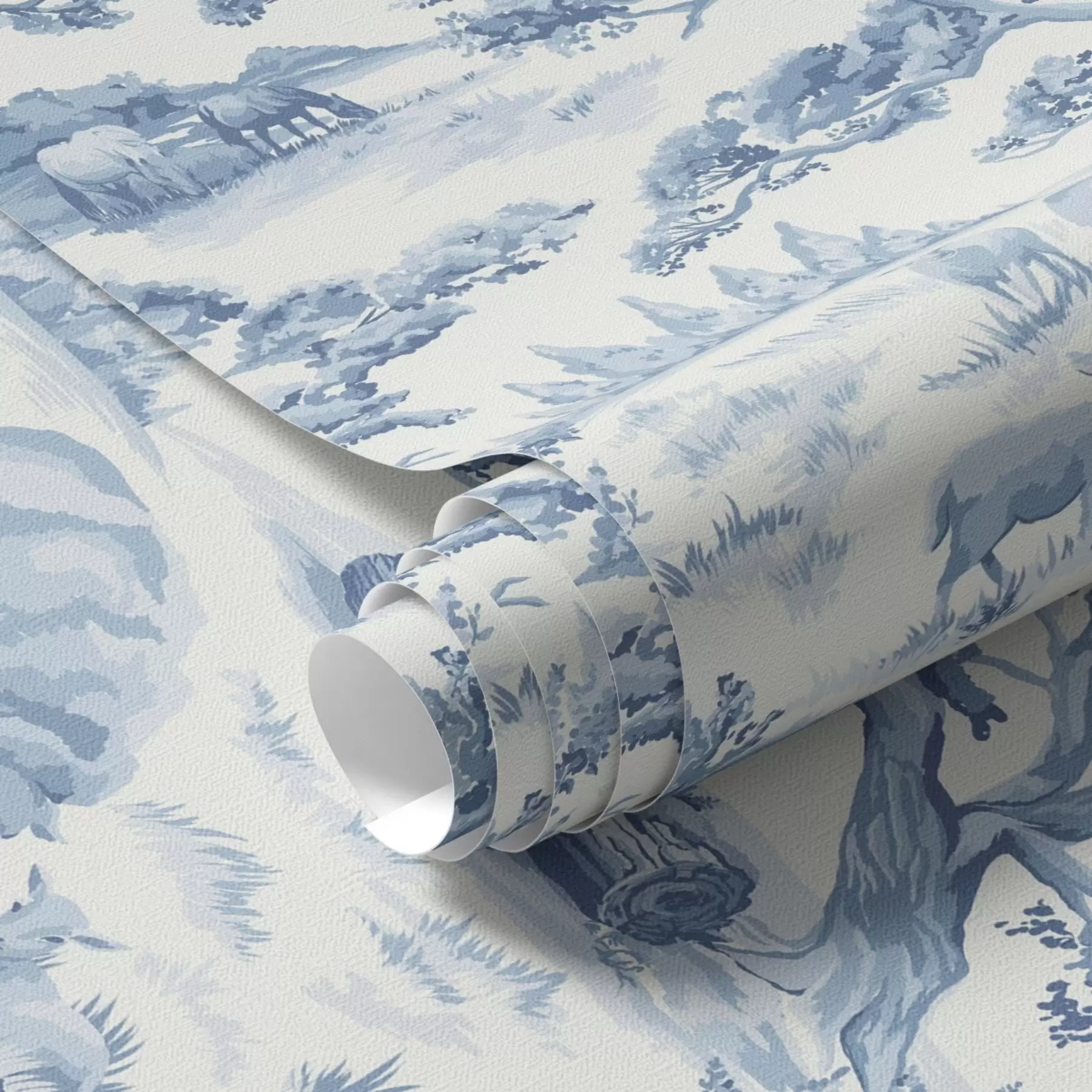 Fototapet Venkovská krajina v modrých tónech s ovcemi a stromy a00178