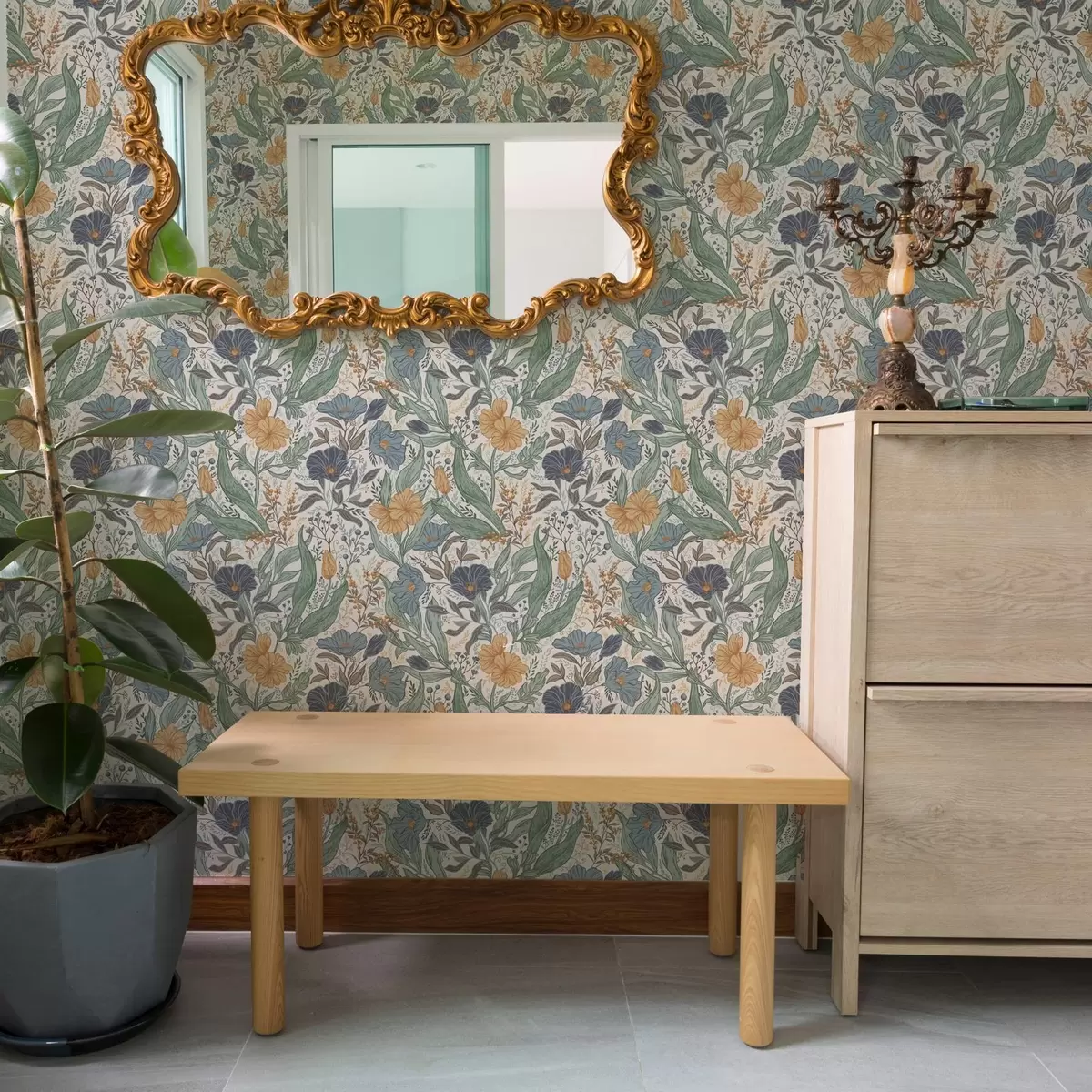 Tapety Ručně kreslená ilustrace lučních květin v teplých barvách a00180