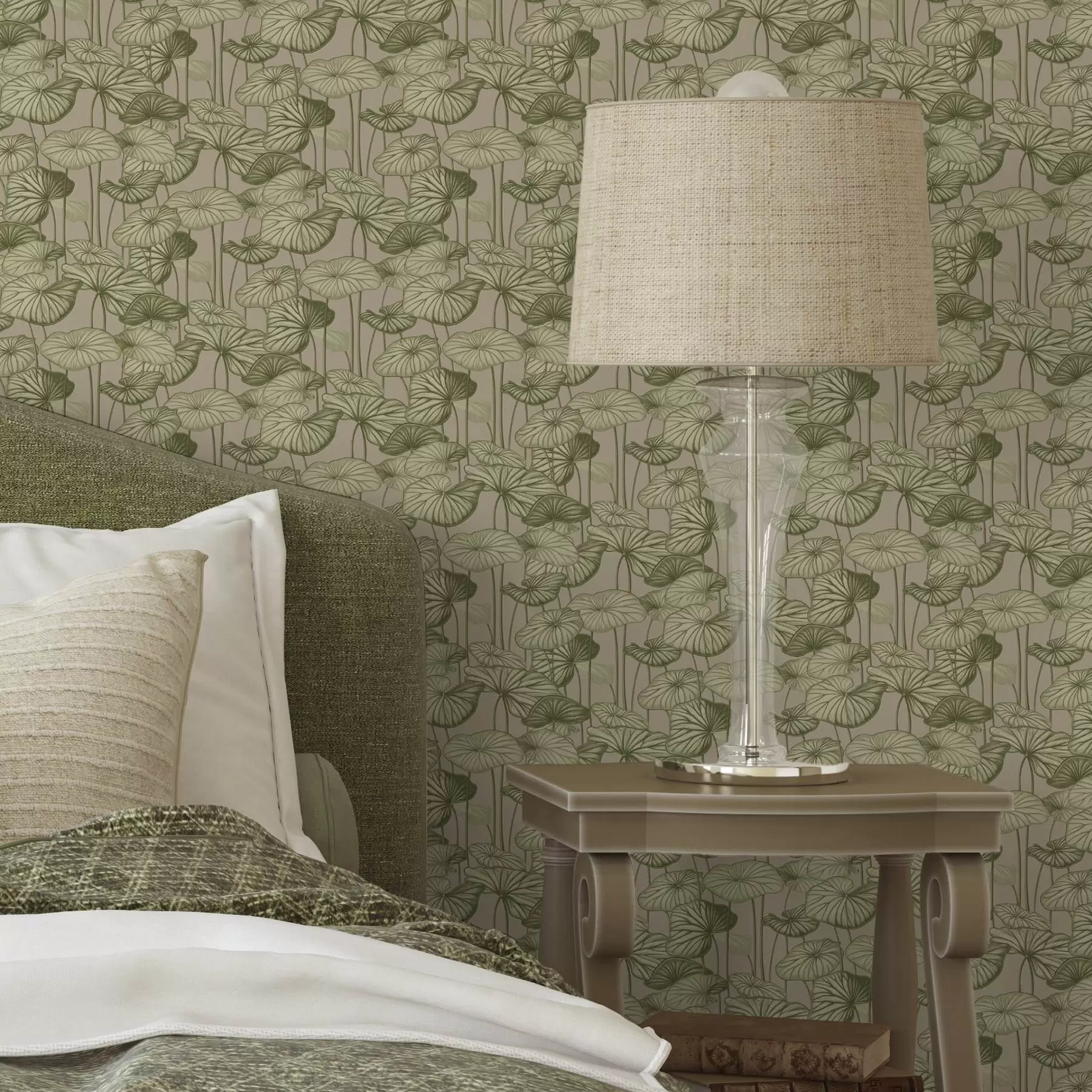 Fototapet Grafické lotosové listy v retro stylu na béžovém pozadí a00188