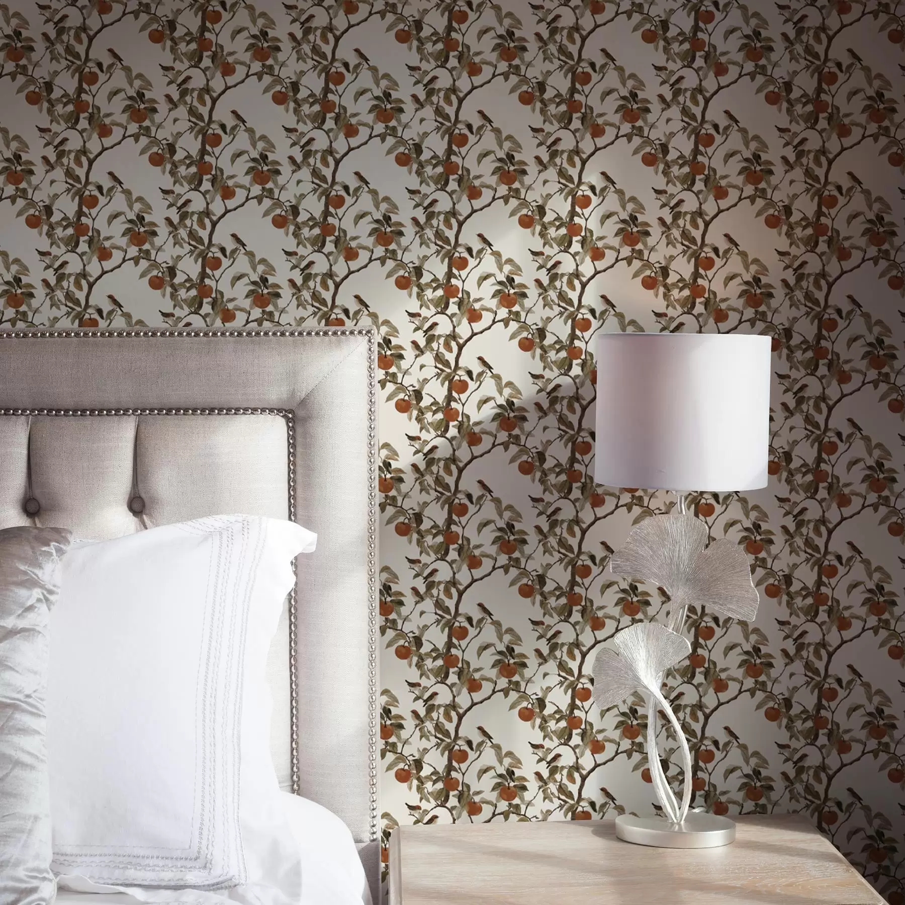 Fototapet Ptáci a pomeranče na větvích, historická botanika a00208