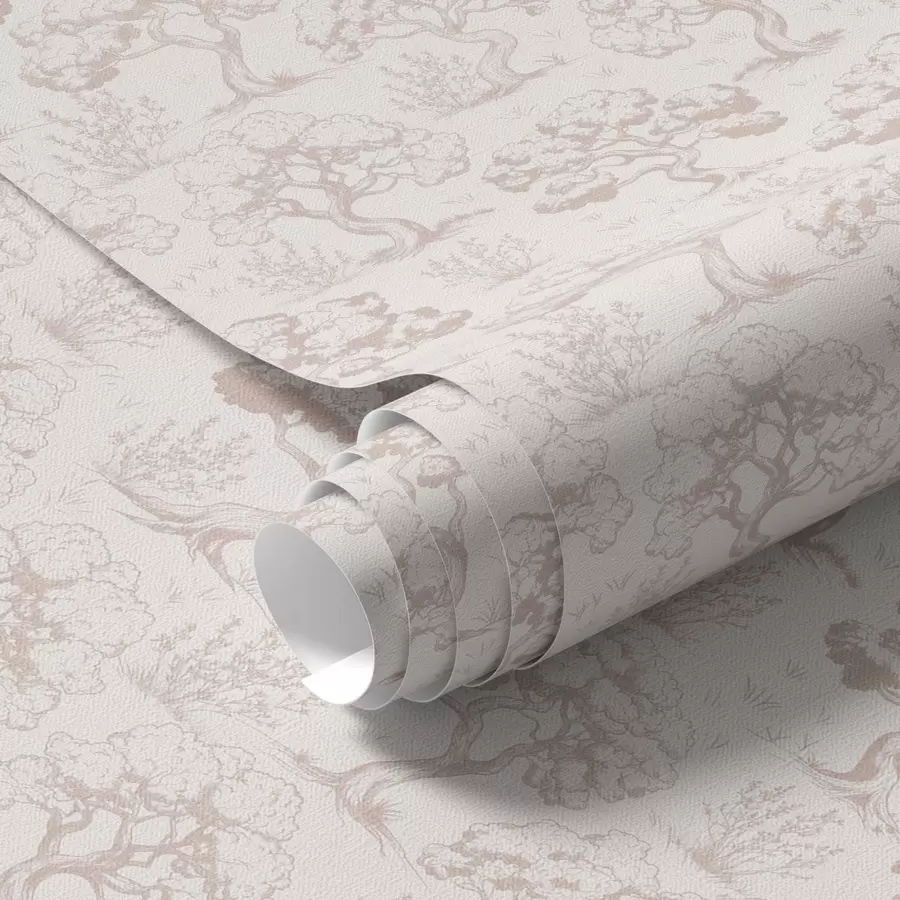 Fototapet Monochromatické siluety stromů ve vintage stylu, béžové barevné schéma a00210