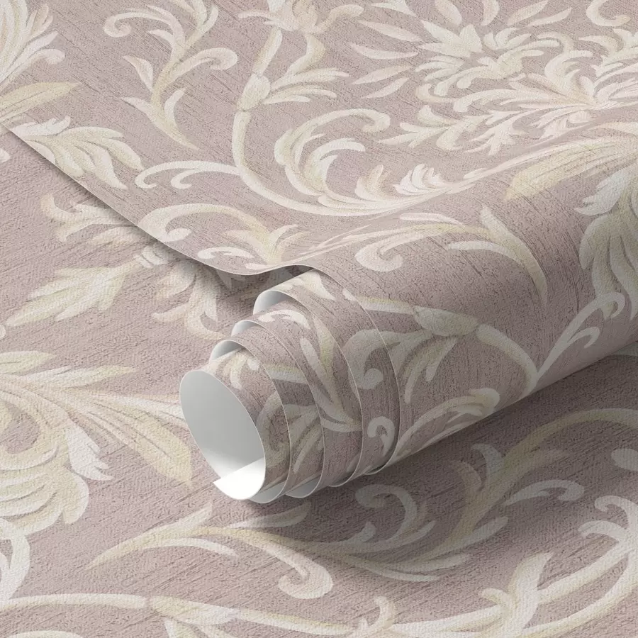 Fototapet Klasický damašek na růžovém pozadí, barokní vzor a00227