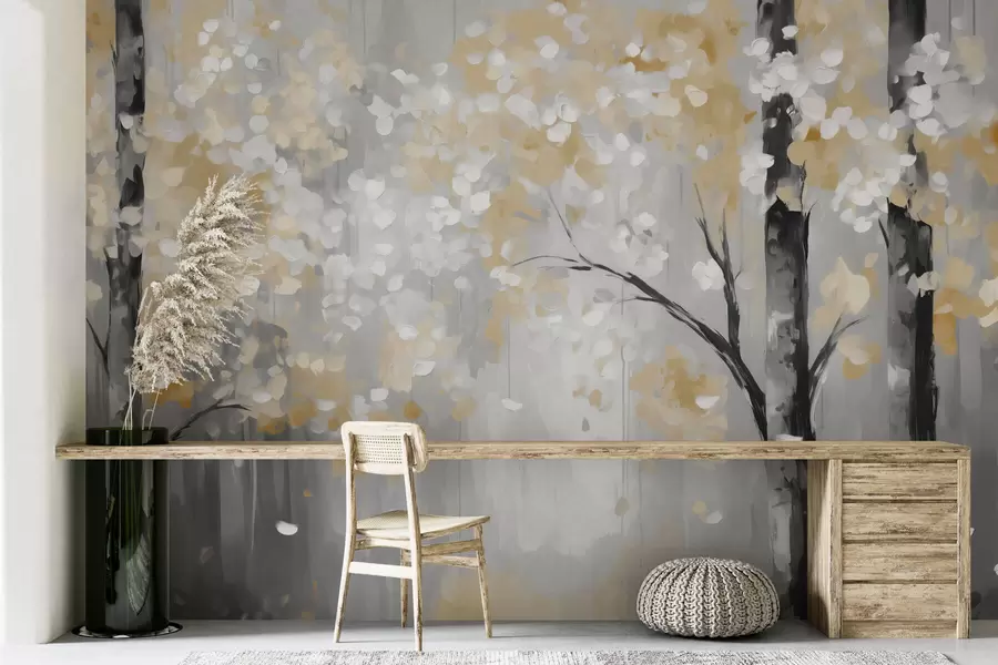 Fototapet Abstraktní stromy s imitací tahů w04017