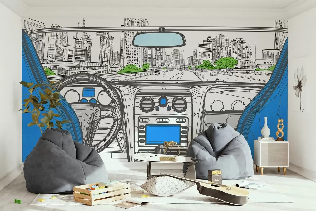 Fototapet Obrysový pohled z auta w04109v1