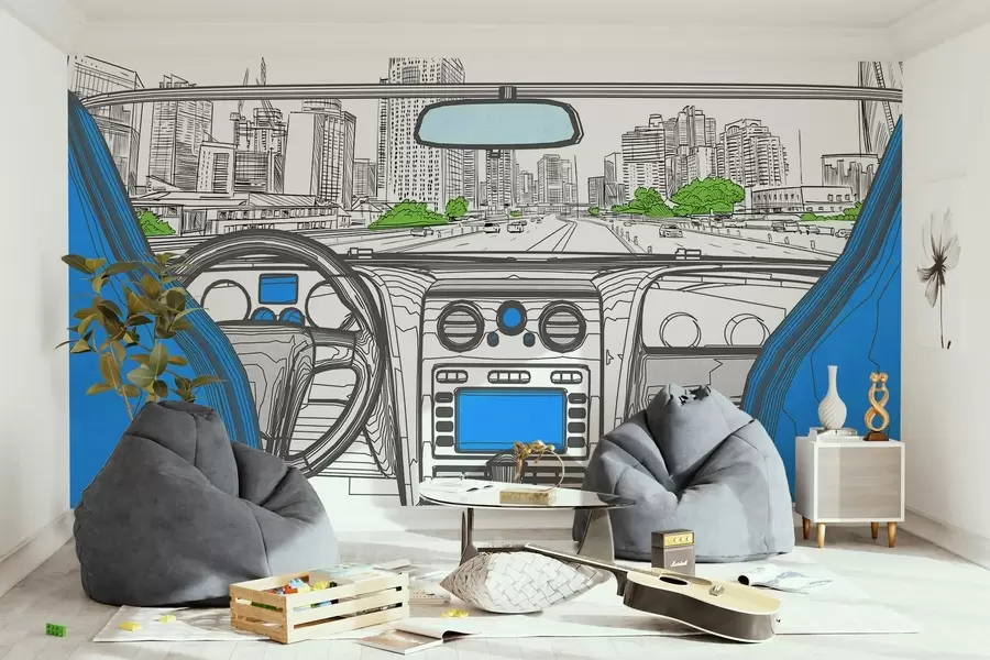 Fototapet Obrysový pohled z auta w04109v1