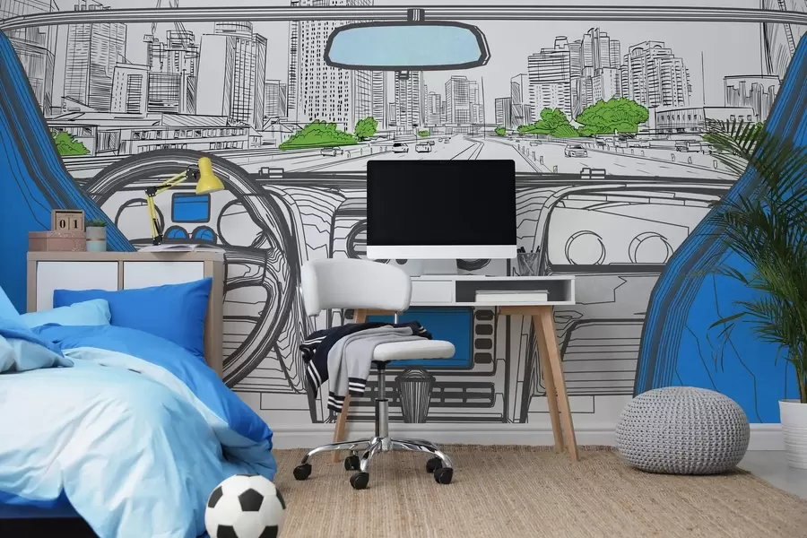 Fototapet Obrysový pohled z auta w04109v1