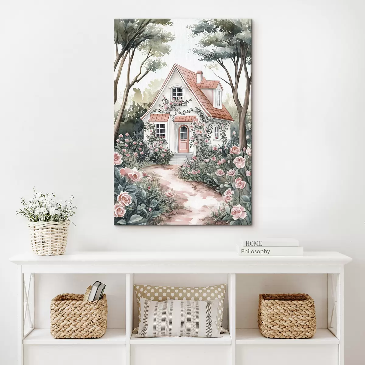 Obraz Bílý dům s růžovou zahradou v lese Č. s44716