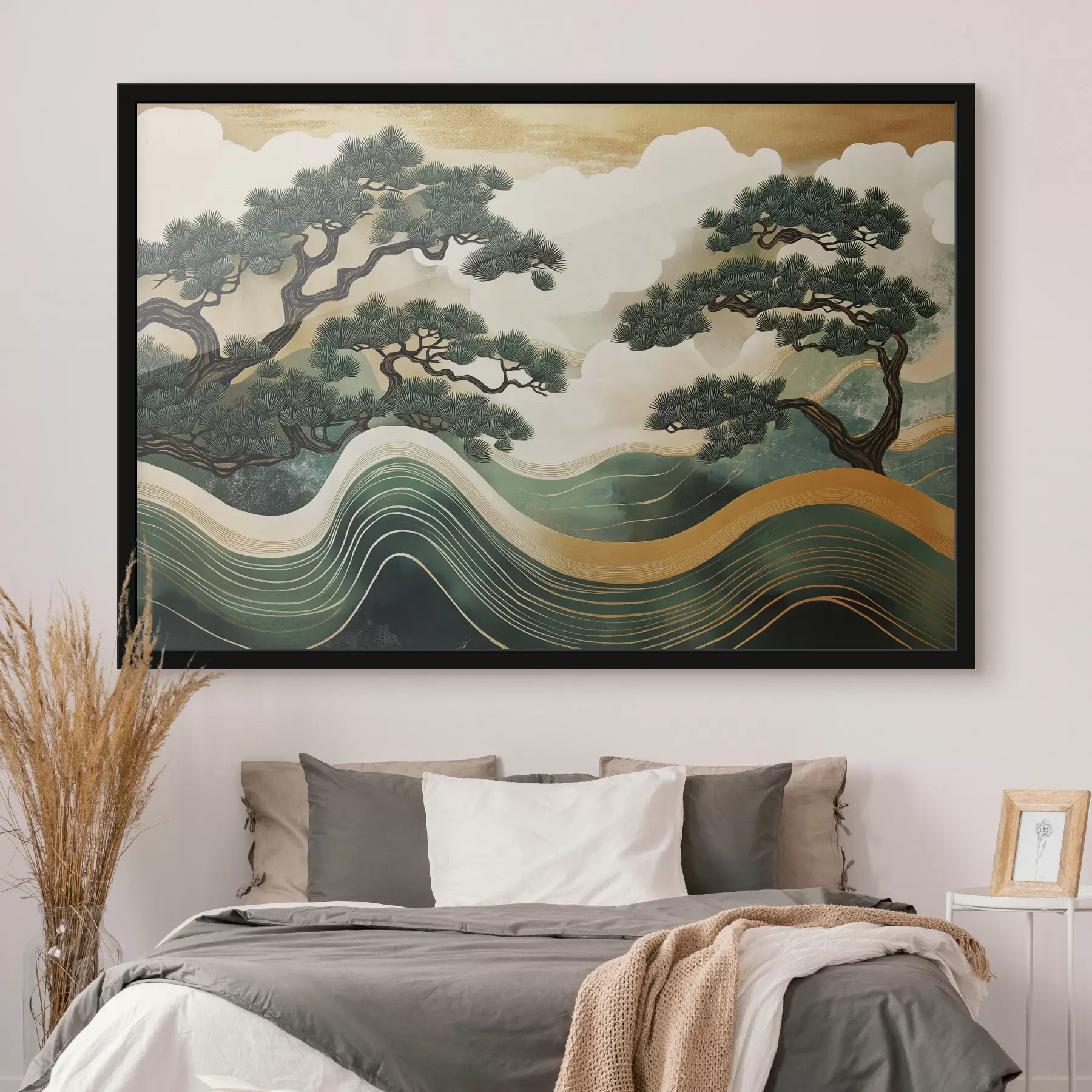 Fototapet Abstraktní krajiny s borovicemi, čínský styl f44720