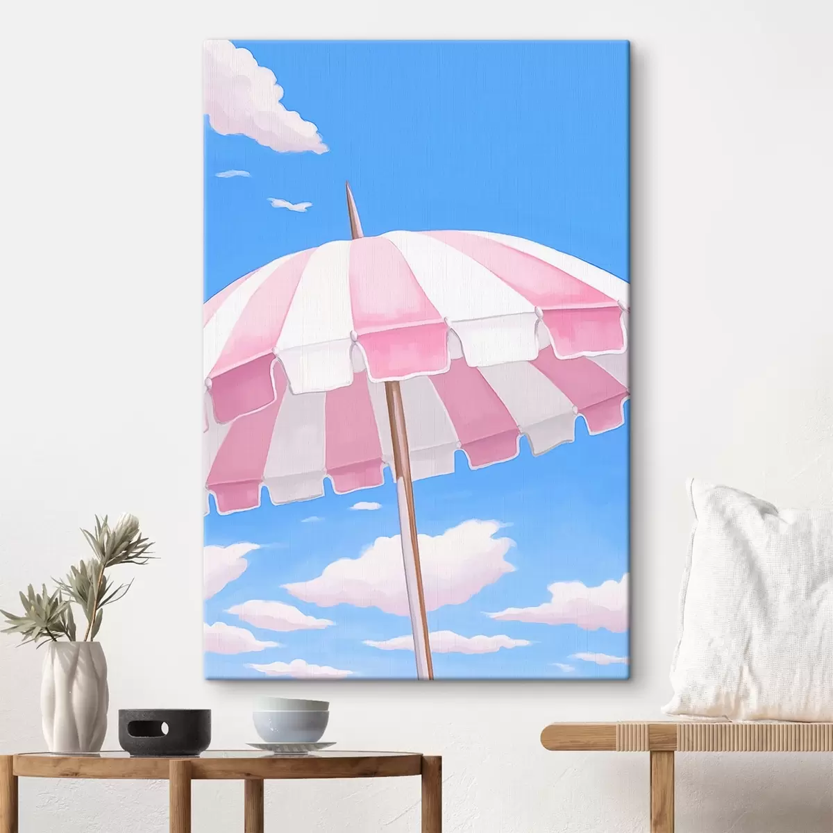 Obraz Růžový plážový slunečník Č. s44740