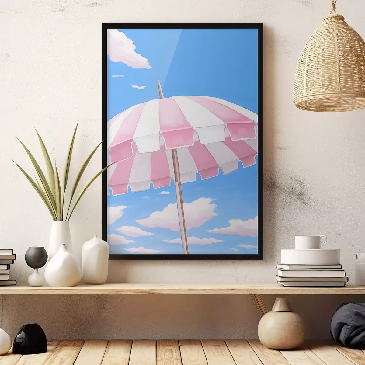 Poster Růžový plážový slunečník f44740