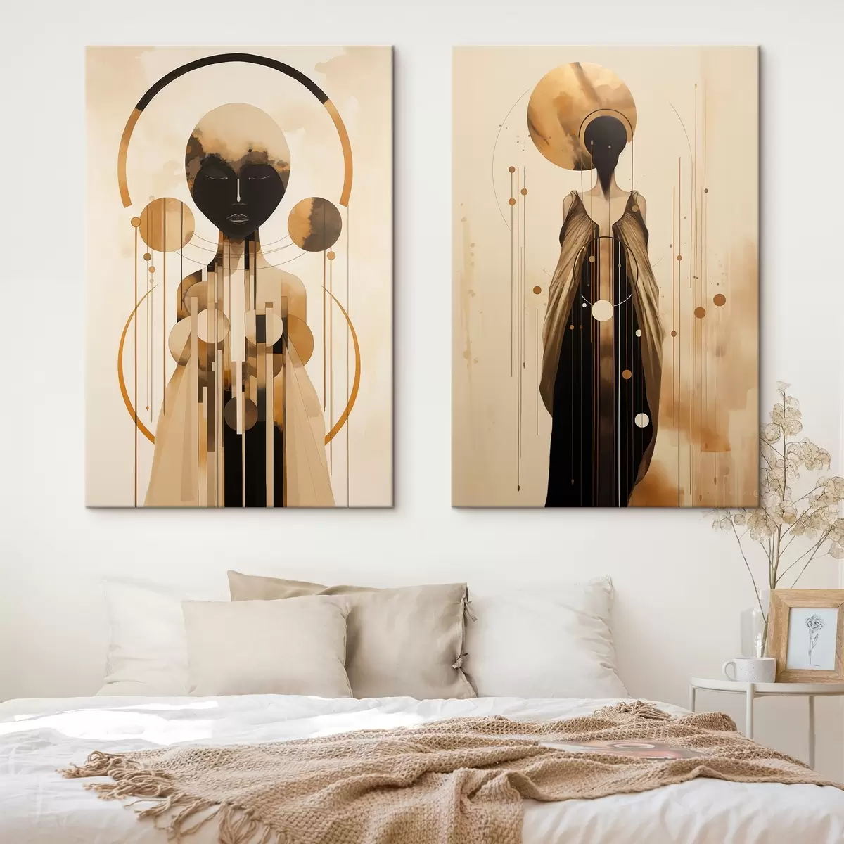 Obraz Postavy v moderním abstraktním stylu s kruhy Č. m00464