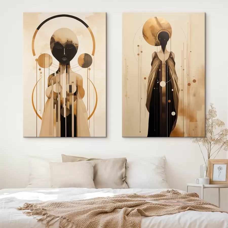 Obraz Postavy v moderním abstraktním stylu s kruhy Č. m00464