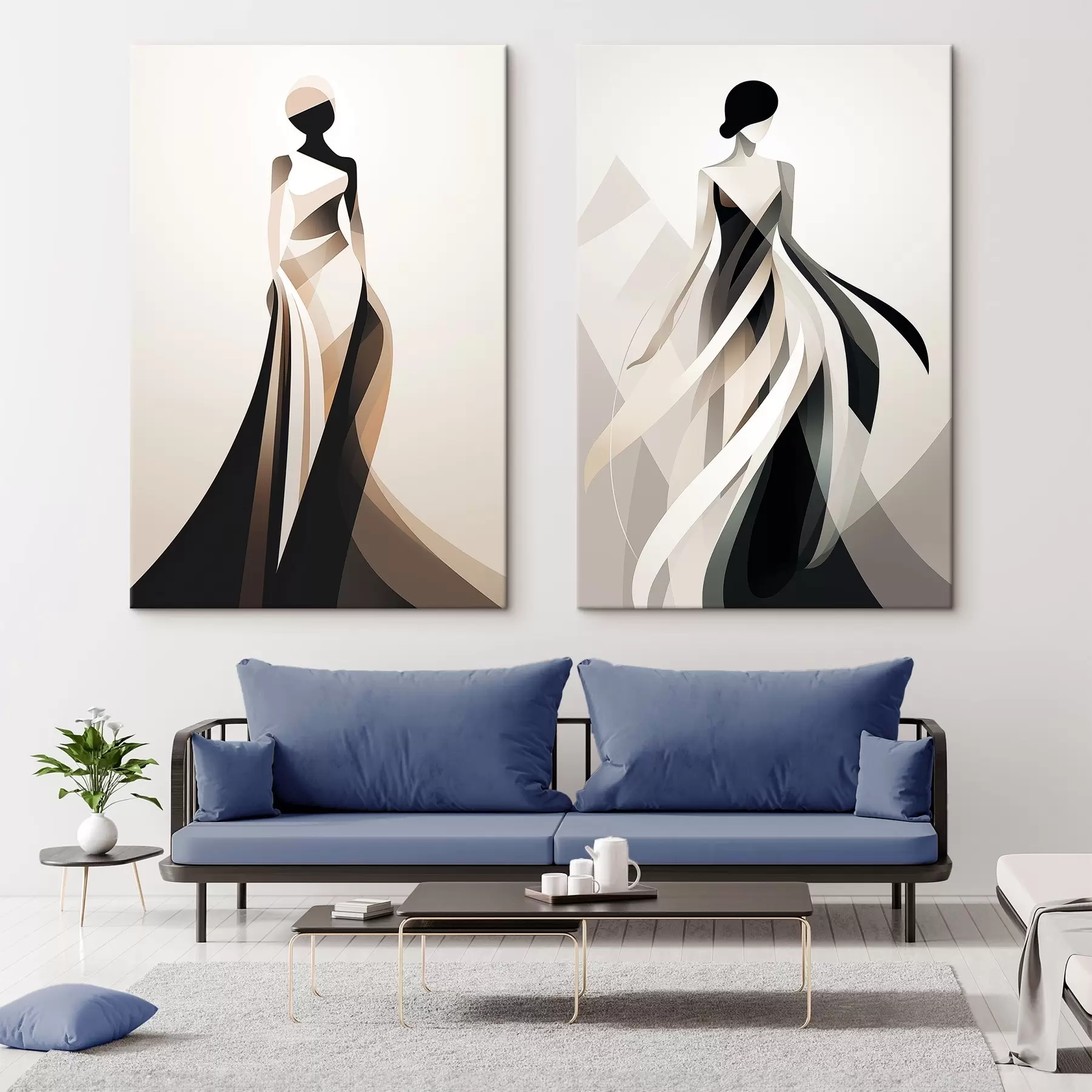 Obraz Kompozice siluety ve světlých a tmavých odstínech Č. m00465