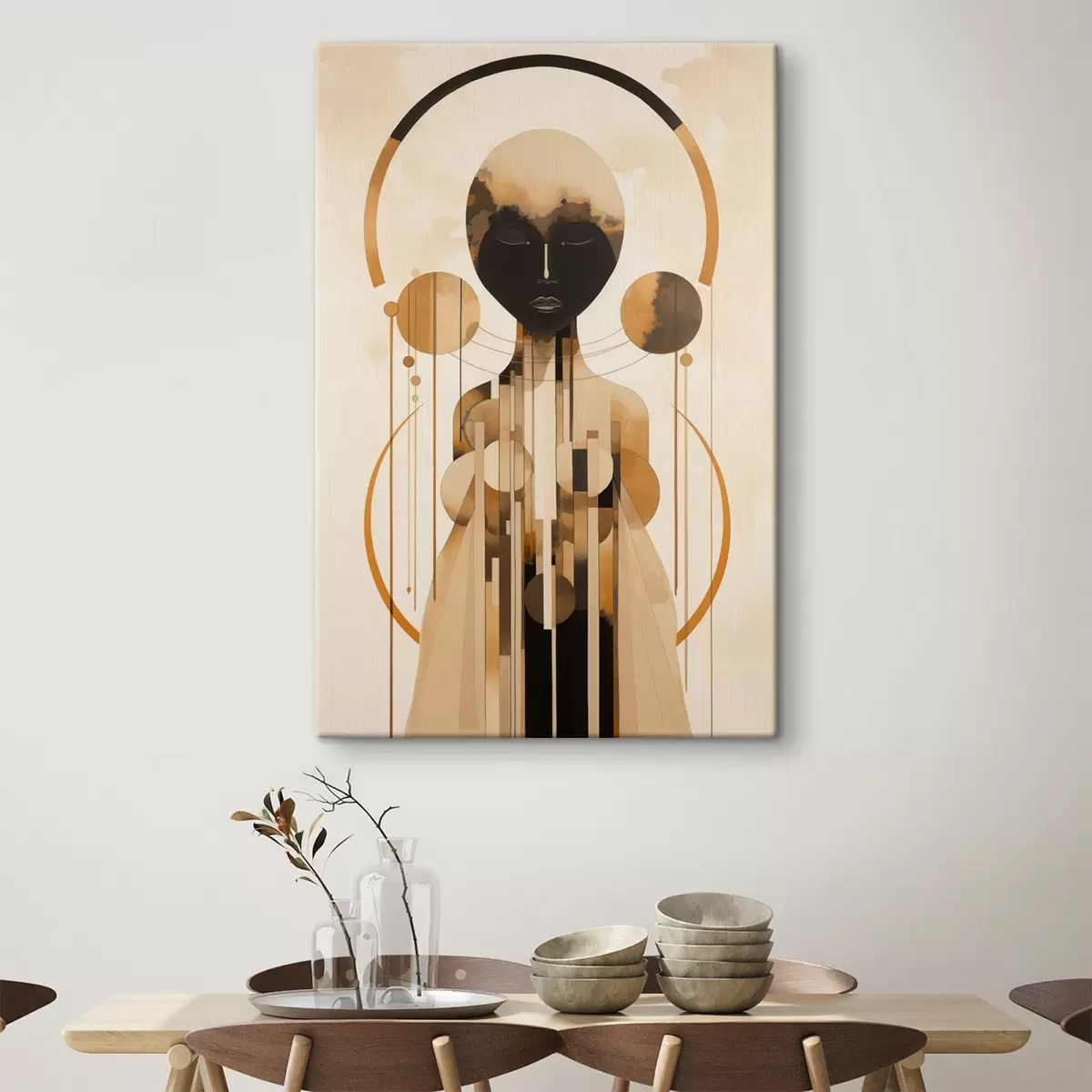 Obraz Postava s kruhy v béžové a hnědé paletě Č. s44747