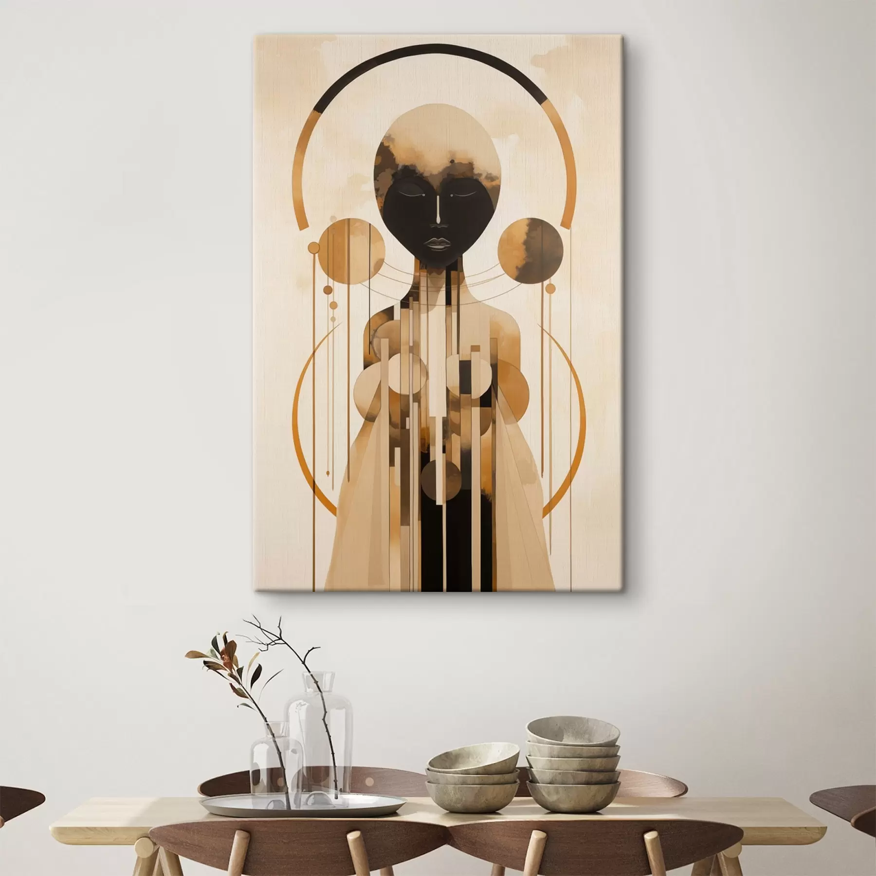Obraz Postava s kruhy v béžové a hnědé paletě Č. s44747