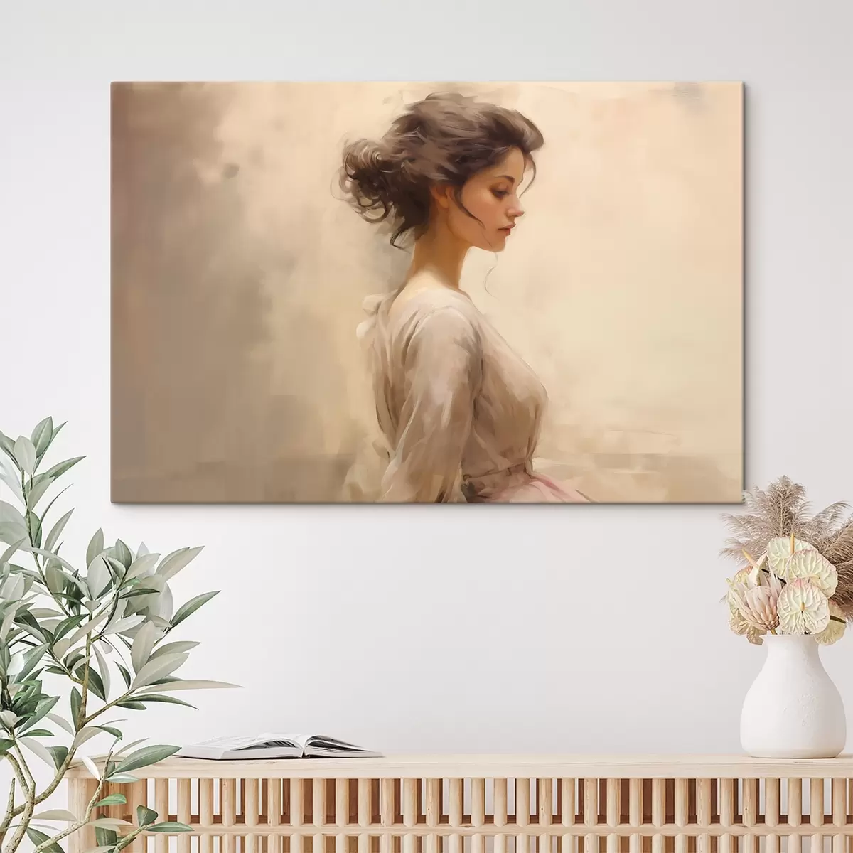 Obraz Něžná ženská postava na světlém pozadí Č. s44752