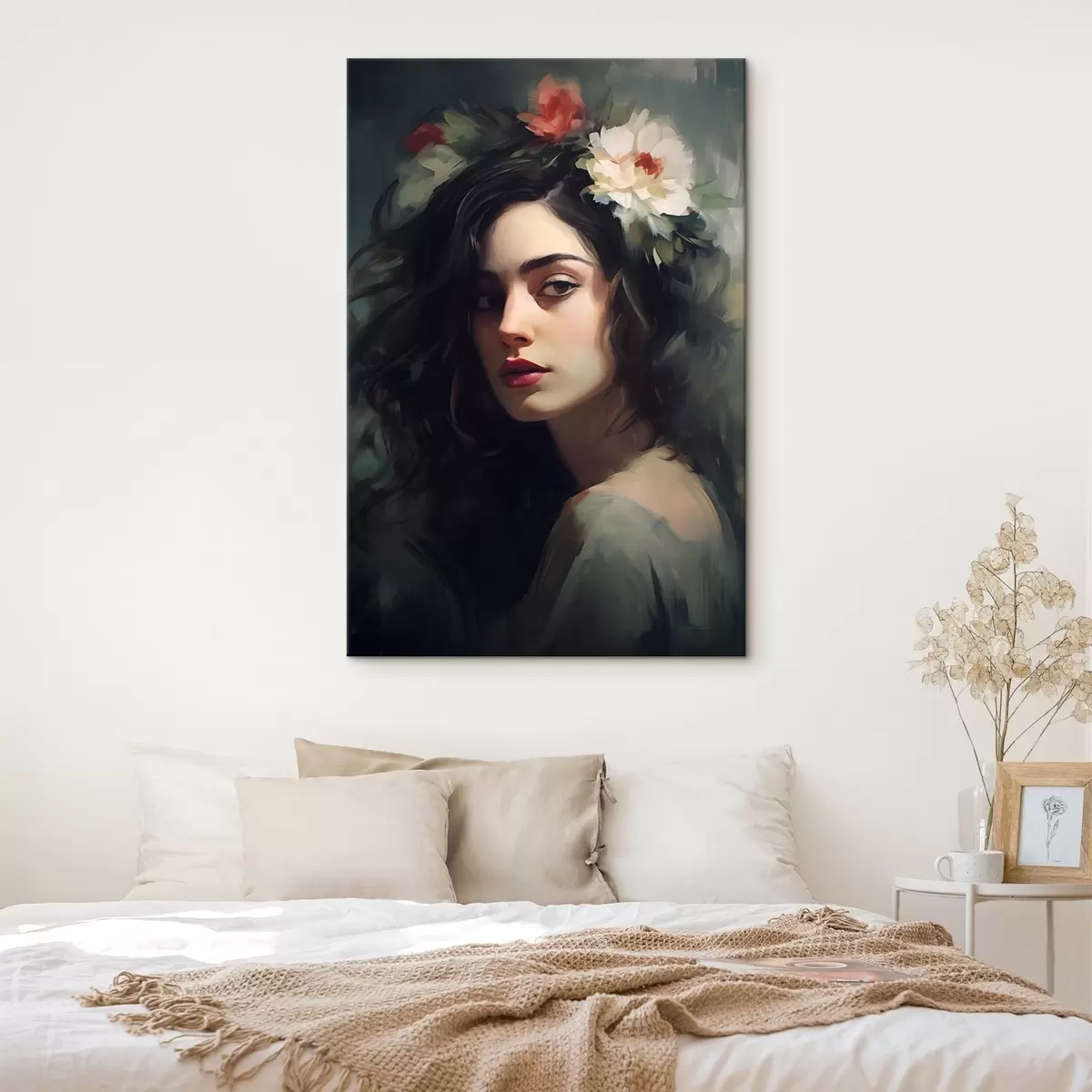 Obraz Tmavovlasá žena s květinovou korunou Č. s44762