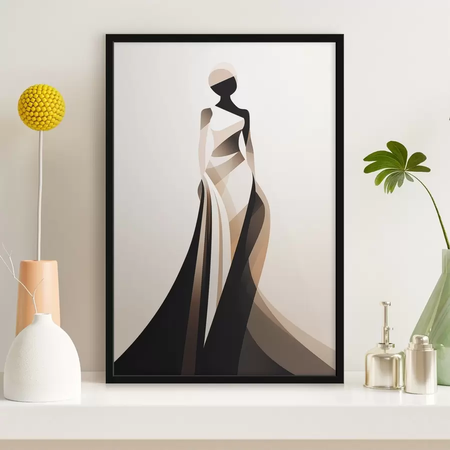 Fototapet Ženská silueta v béžových a černých tónech f44749