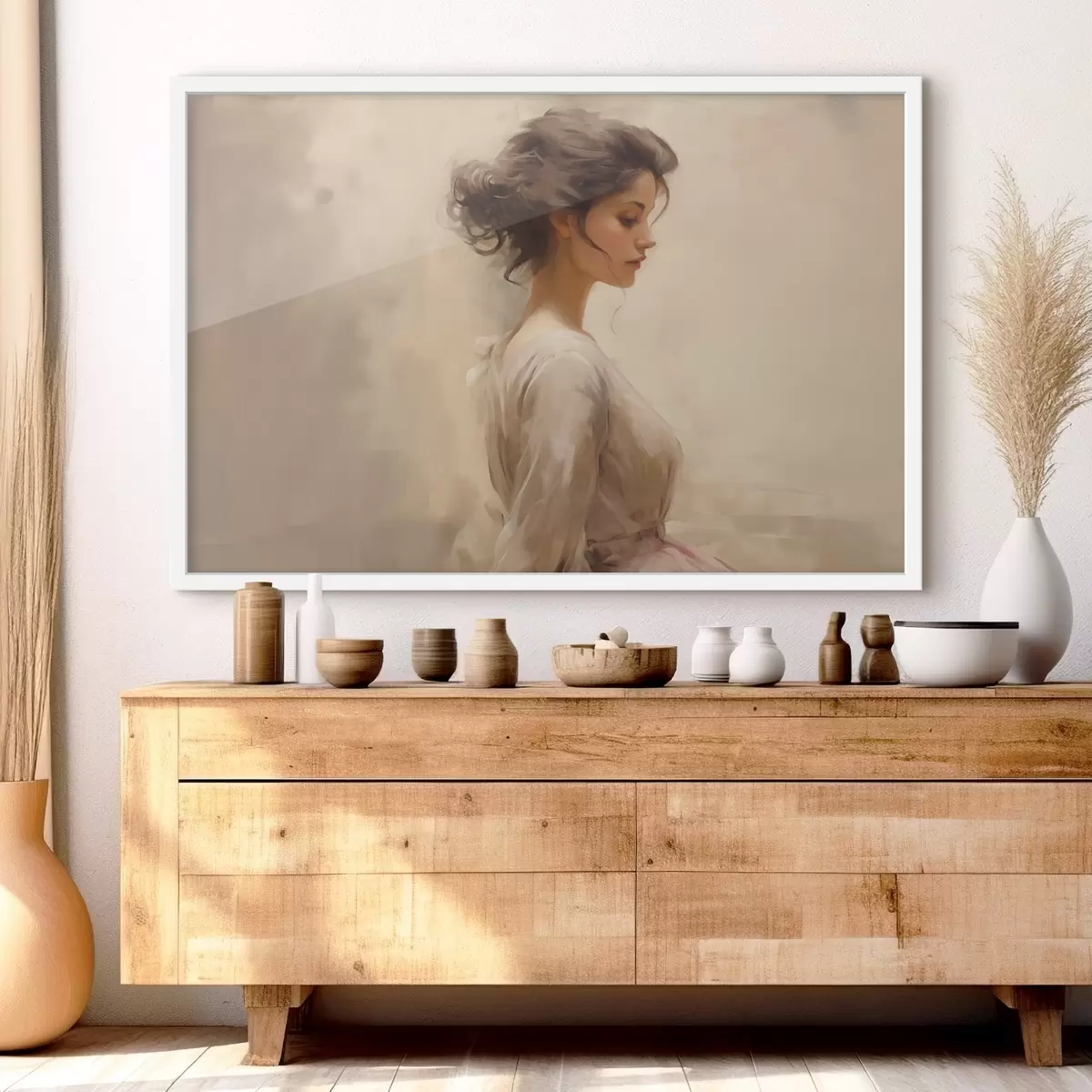 Poster Něžná ženská postava na světlém pozadí f44752