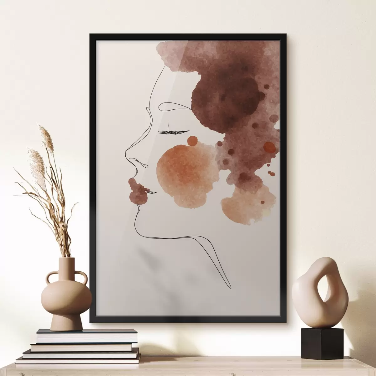 Poster Tvář v liniích a hnědých tónech f44757