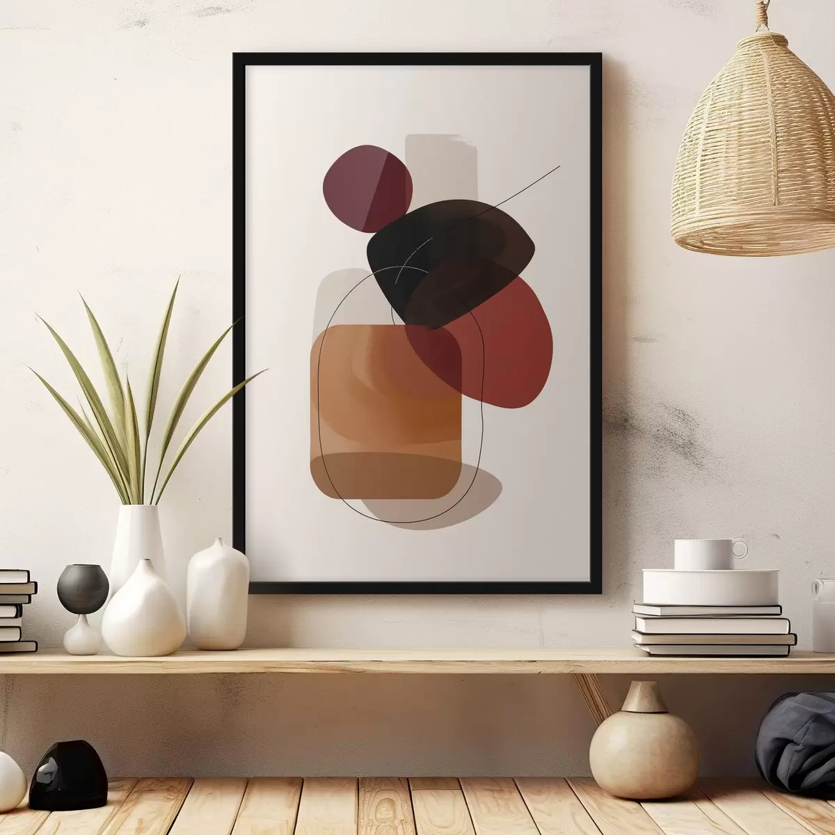 Poster Složení ve vínové a hnědé paletě f44758