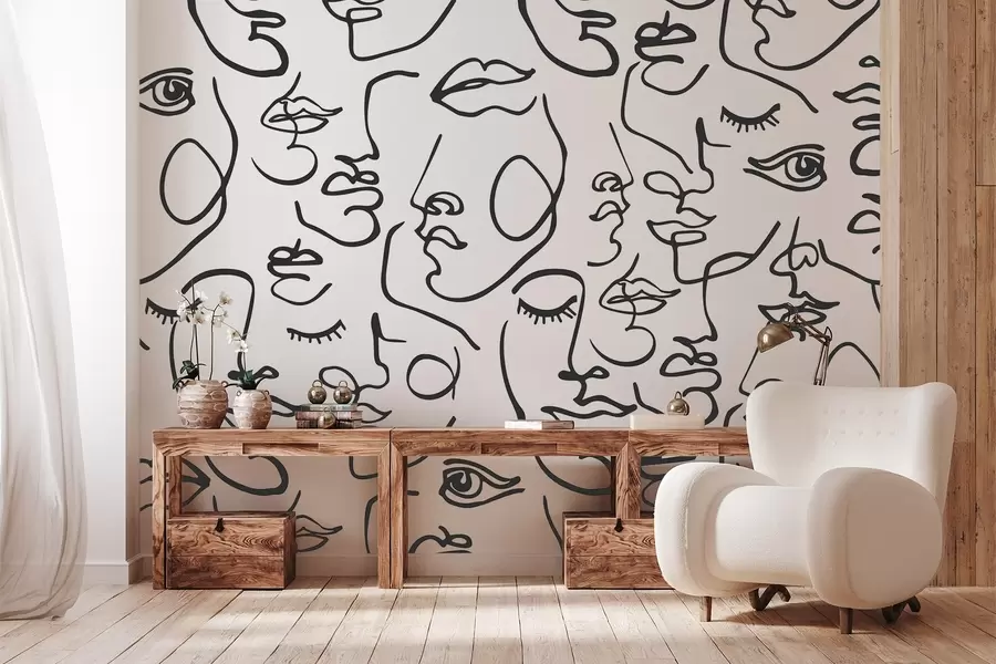 Fototapet Abstraktní tváře černá barva w04121