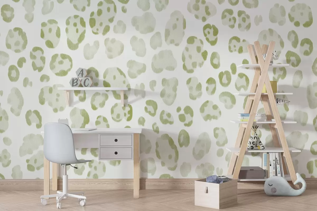 Fototapet Leopardí potisk, vlněná textura, zelená barva w04112v3