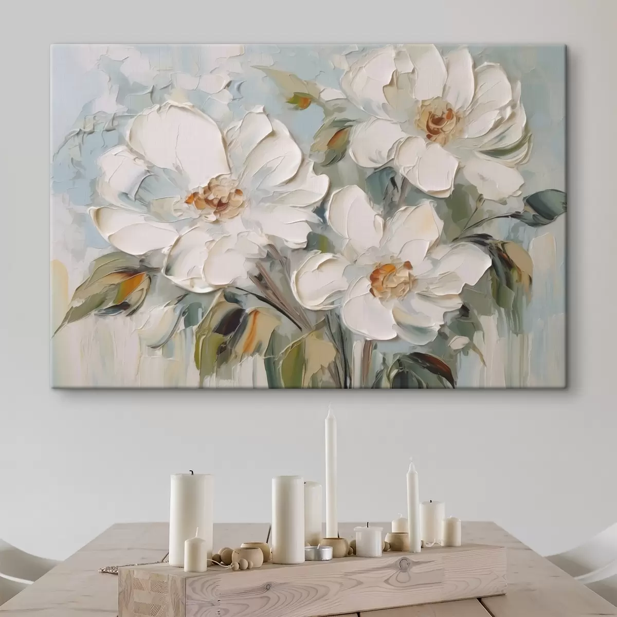 Obraz Malba imitující bílé květy Č. s44775