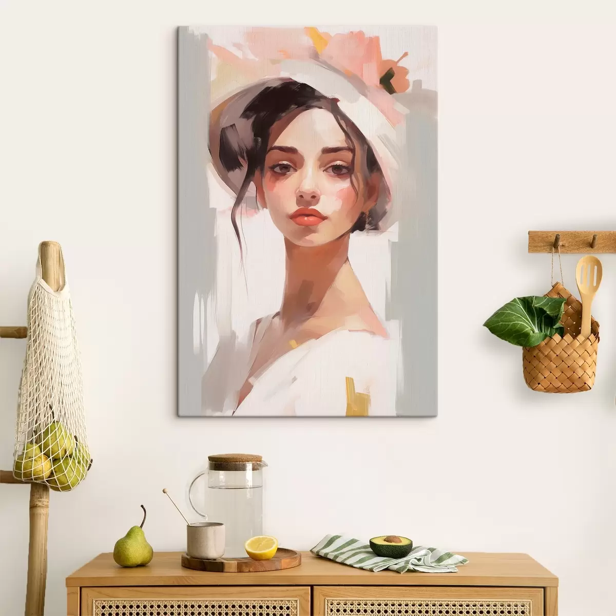 Obraz Dívka v klobouku imitace malby Č. s44778