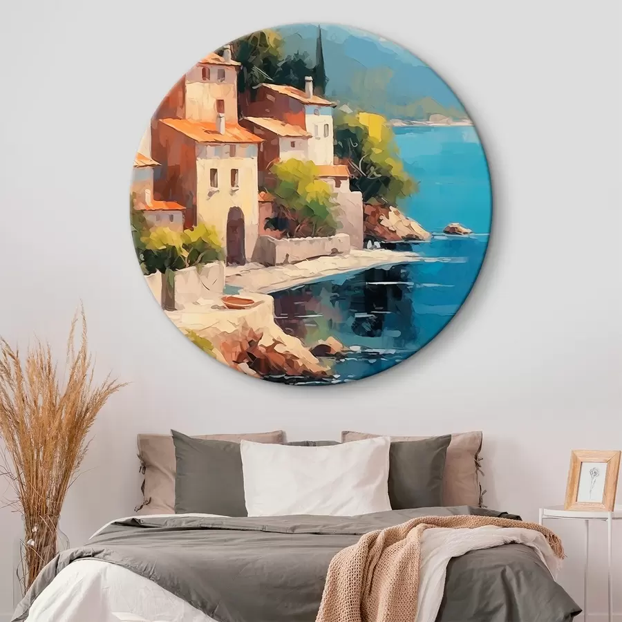 Obraz Domy u zálivu Imitace malby Č. r44773