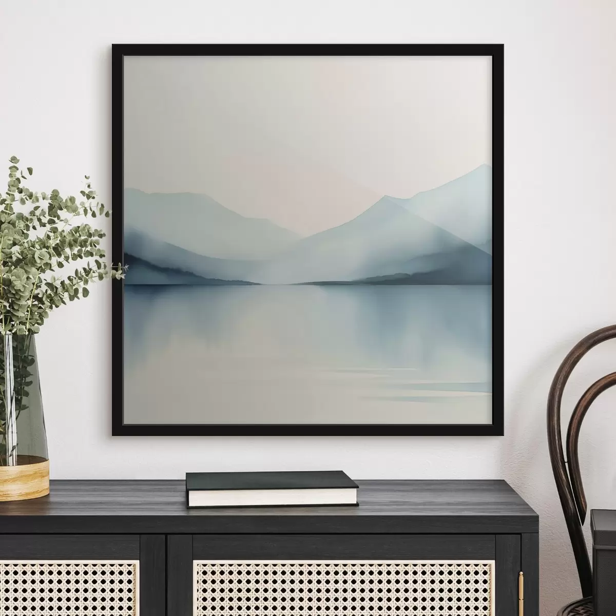 Poster Hory za jezerem imitace akvarelu f44764