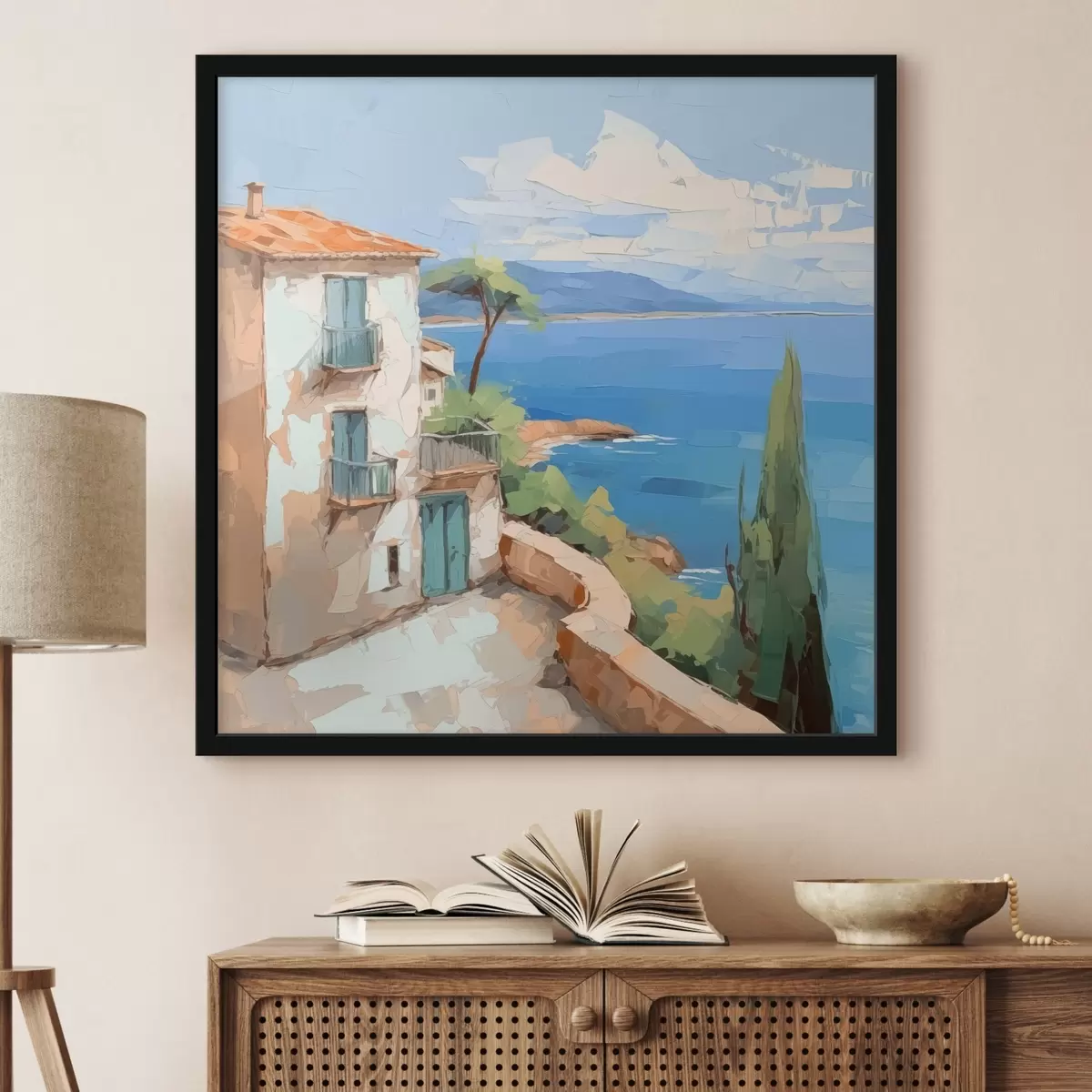 Poster Dům u moře imitace malby f44767